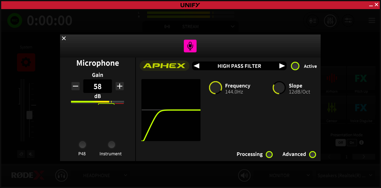 UNIFY high pass filter